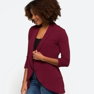 French Mauve Melanie Knit Jacket Burgundy Womens size XL Blazer 3/4 Sleeve